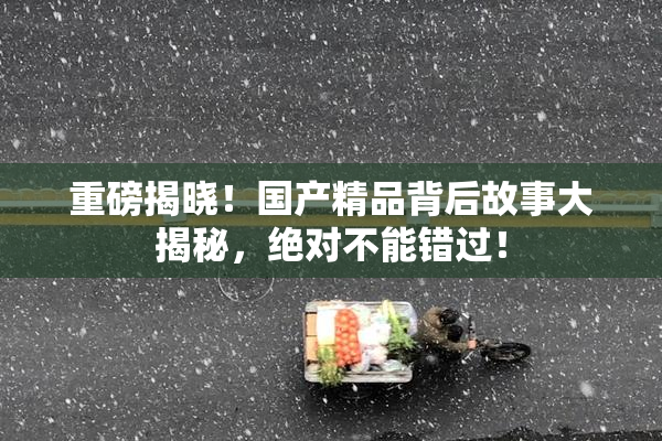 重磅揭晓！国产精品背后故事大揭秘，绝对不能错过！