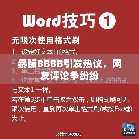 暴躁BBBB引发热议，网友评论争纷纷