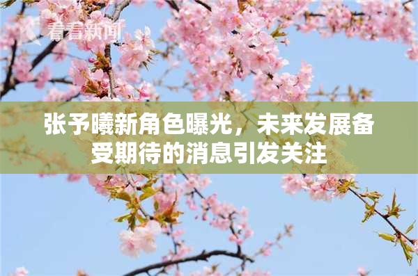 张予曦新角色曝光，未来发展备受期待的消息引发关注