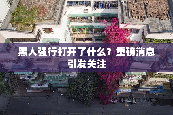 黑人强行打开了什么？重磅消息引发关注