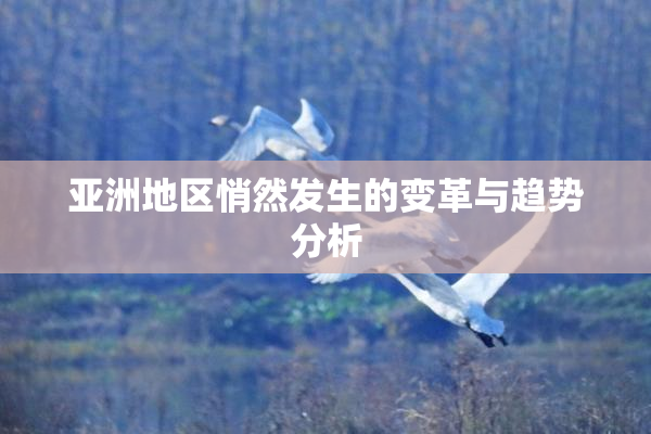 亚洲地区悄然发生的变革与趋势分析