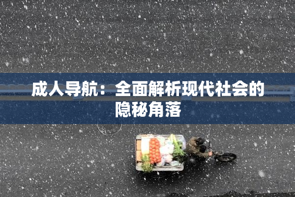 成人导航：全面解析现代社会的隐秘角落