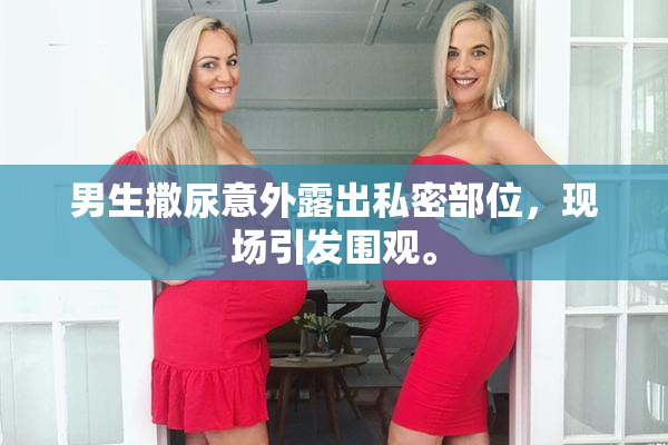 男生撒尿意外露出私密部位，现场引发围观。