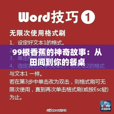 99根香蕉的神奇故事：从田间到你的餐桌