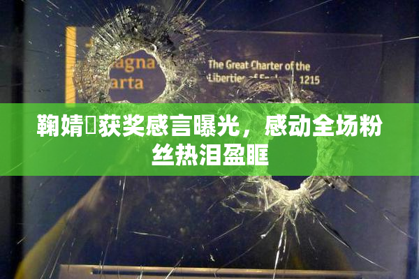 鞠婧祎获奖感言曝光，感动全场粉丝热泪盈眶