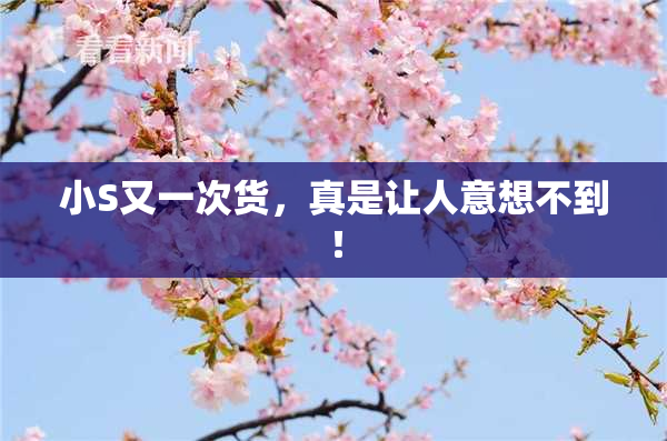 小S又一次货，真是让人意想不到！