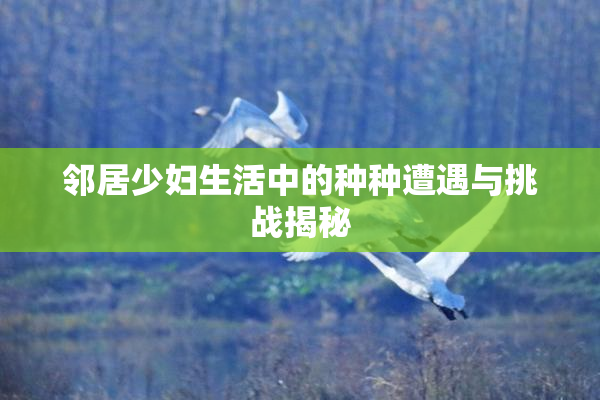 邻居少妇生活中的种种遭遇与挑战揭秘