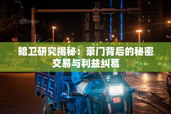 暗卫研究揭秘：豪门背后的秘密交易与利益纠葛