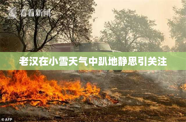 老汉在小雪天气中趴地静思引关注